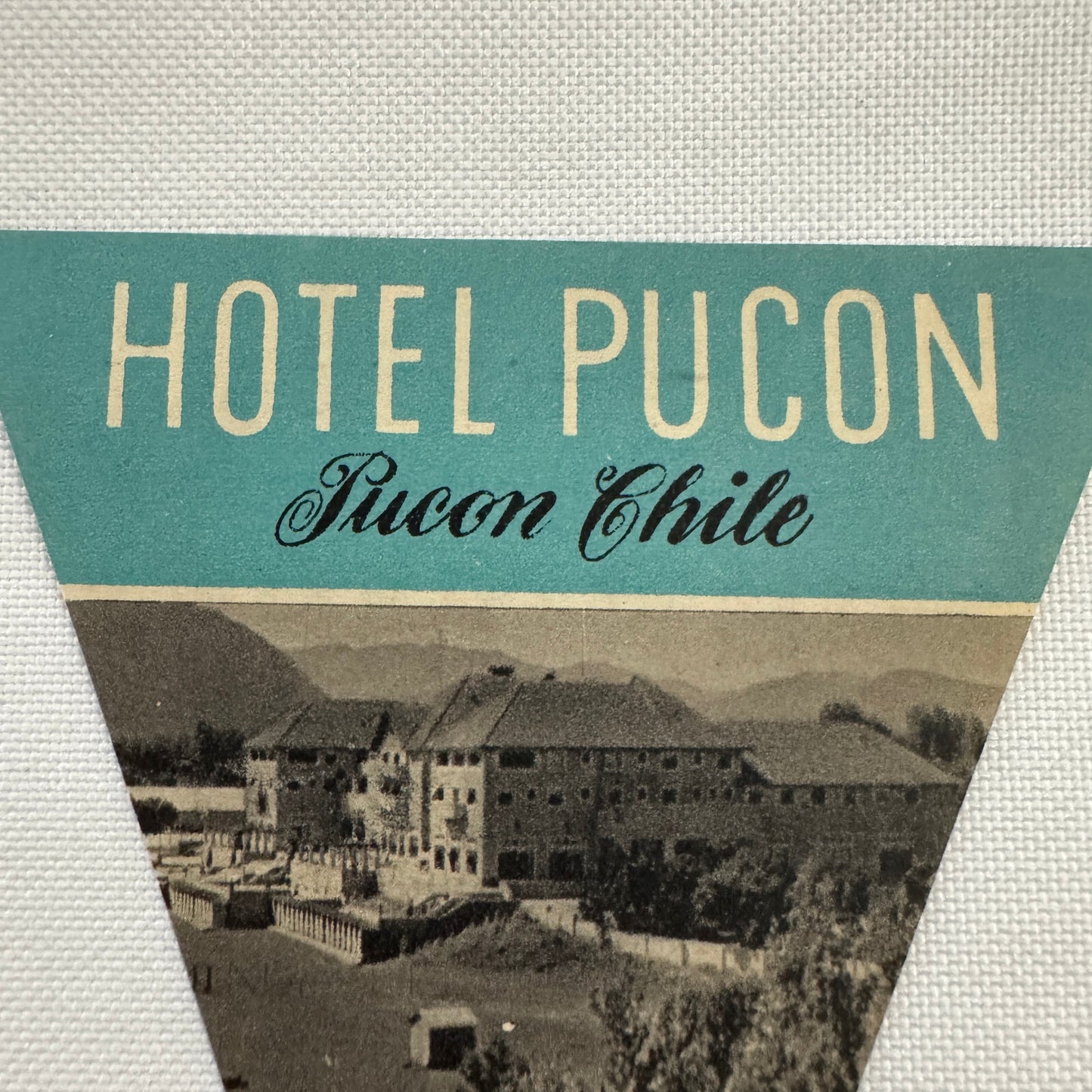 Vintage Travel Luggage Label Hotel Pucon Chile Chilean