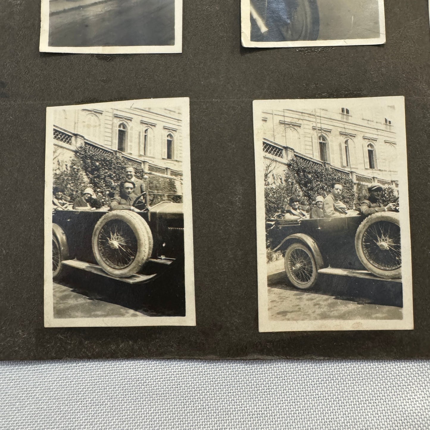 Vintage Photo Album Pages Car Automobile People Horse Cow Animals European