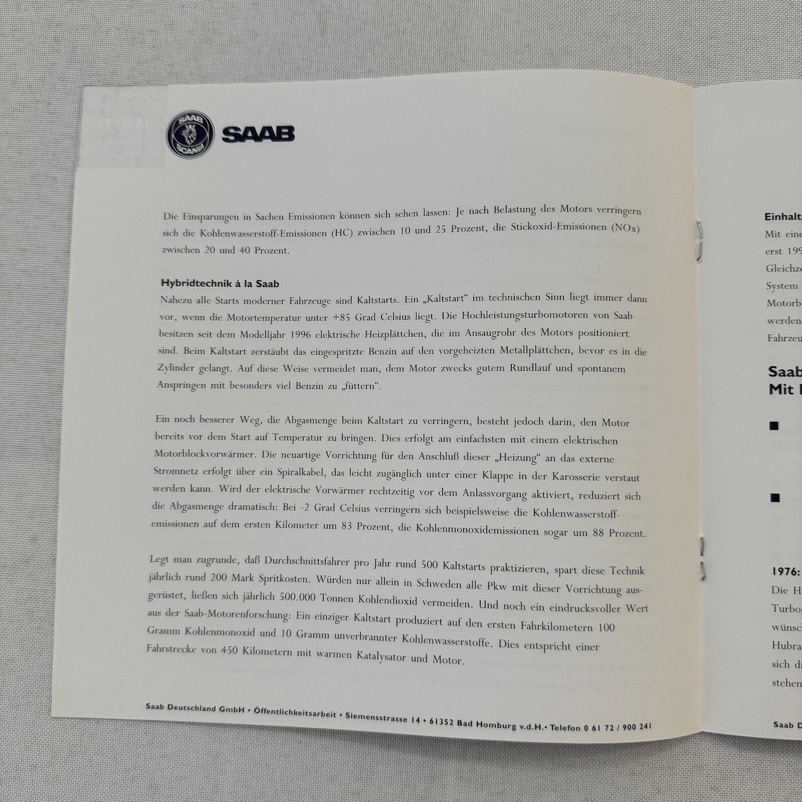 1996 Saab Factory Press Kit Photos Saab 900 Saab 9000 German Text