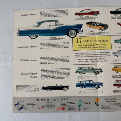 1956 Ford Car Sales Brochure Catalog Canadian Thunderbird Ranch Wagon Parklane +