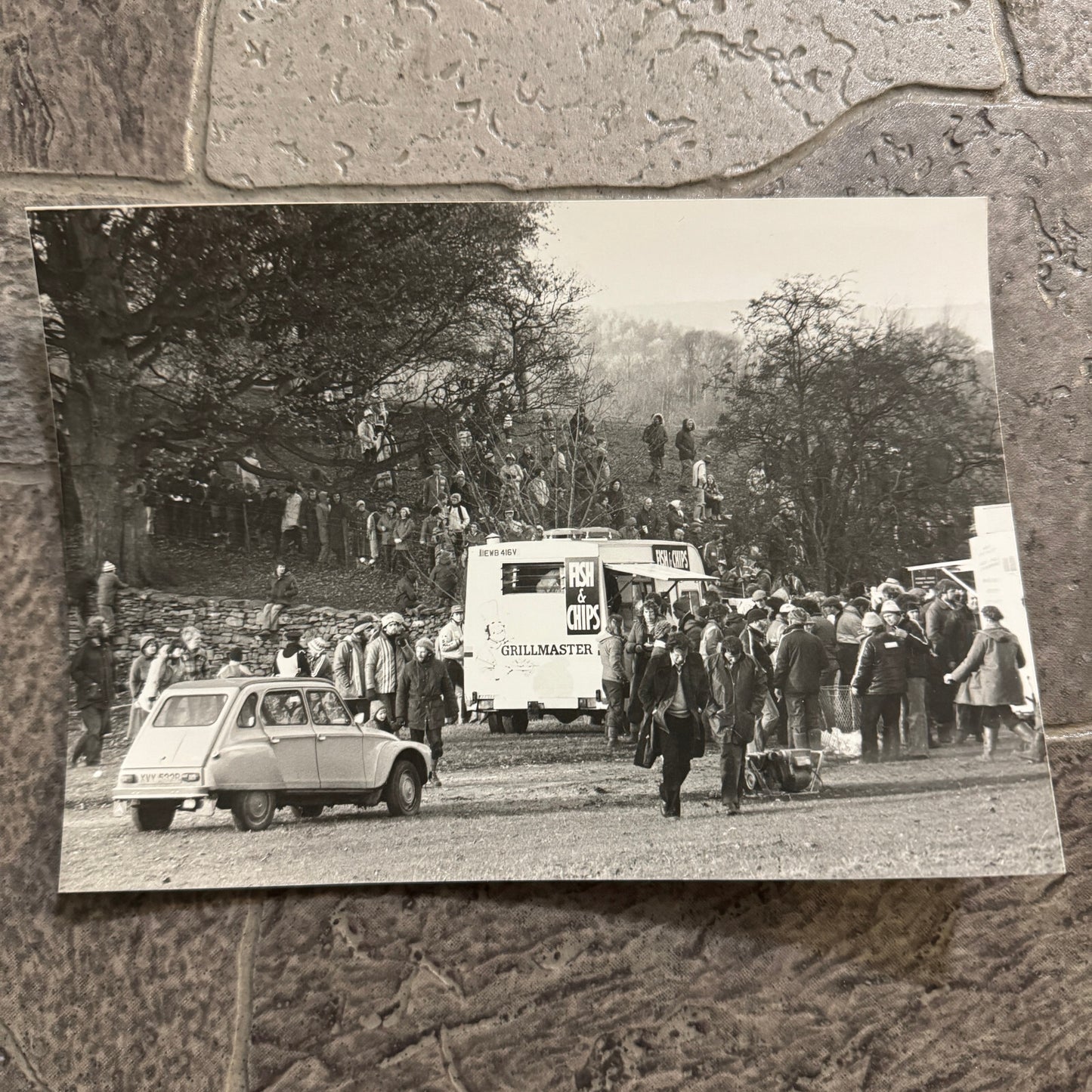 1980 RAC Rally Rallye Car Racing Photo Photograph Citroen 2CV Fish & Chips Truck