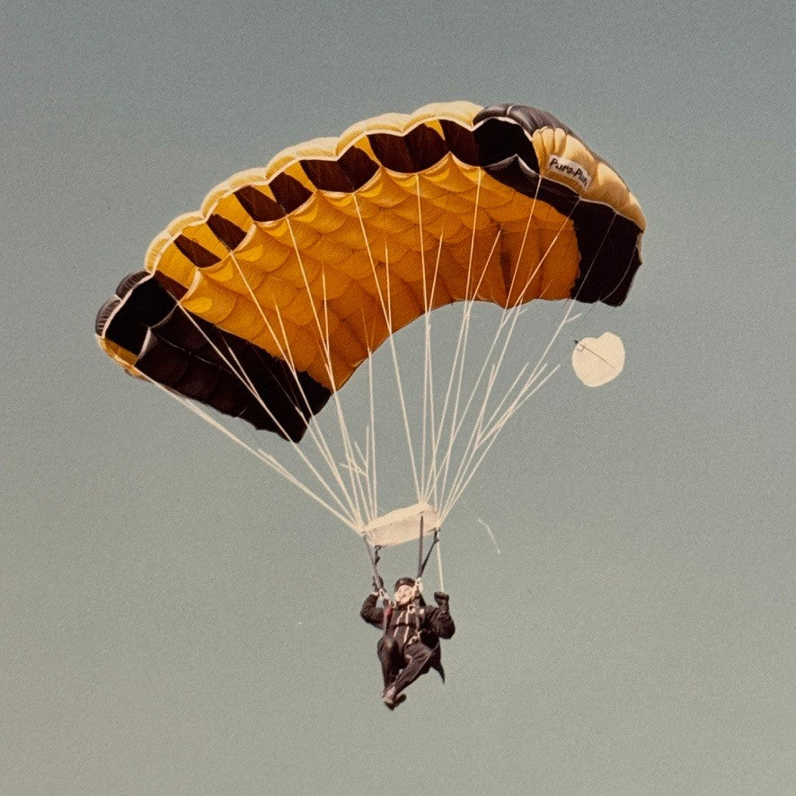 Vintage Skydiving Parachute Photo Large Format Aviation Photograph 1970s-80s