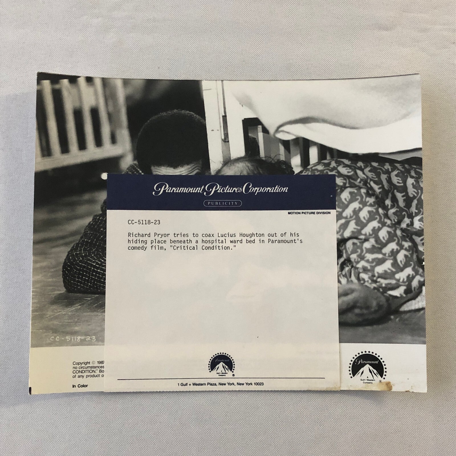 Movie Film Press Photo Photograph Critical Condition Richard Pryor 1987