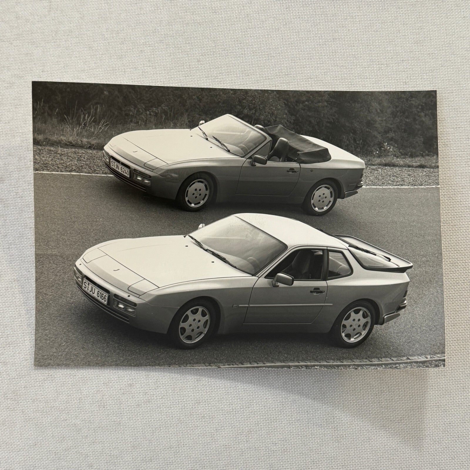 Porsche 944 Car Factory Press Photo Photograph Vintage Hardtop Convertible