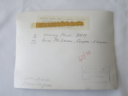 Vintage 1959 Racing Photograph Sitrling Moss & Bruce McLaren British Grand Prix 