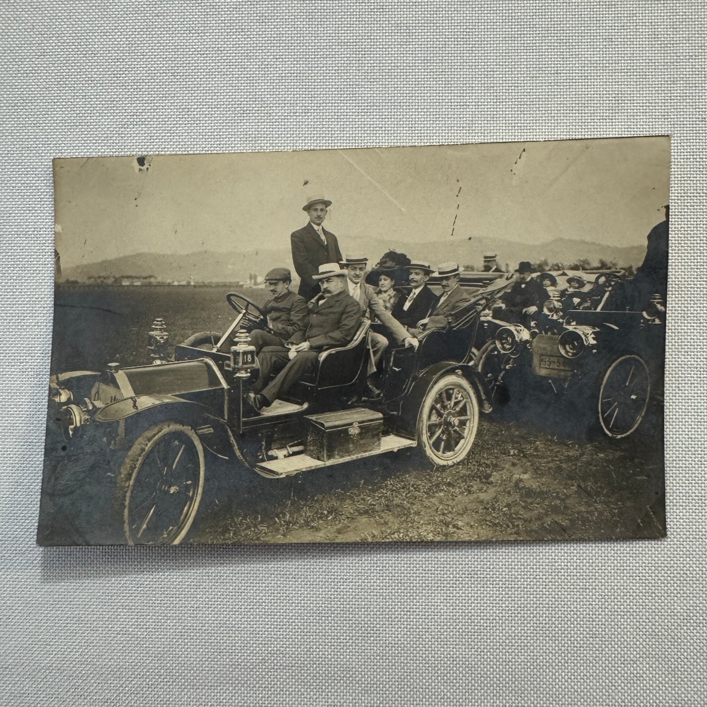 Vintage Photograph Photo People with Early Antique Car Automobile