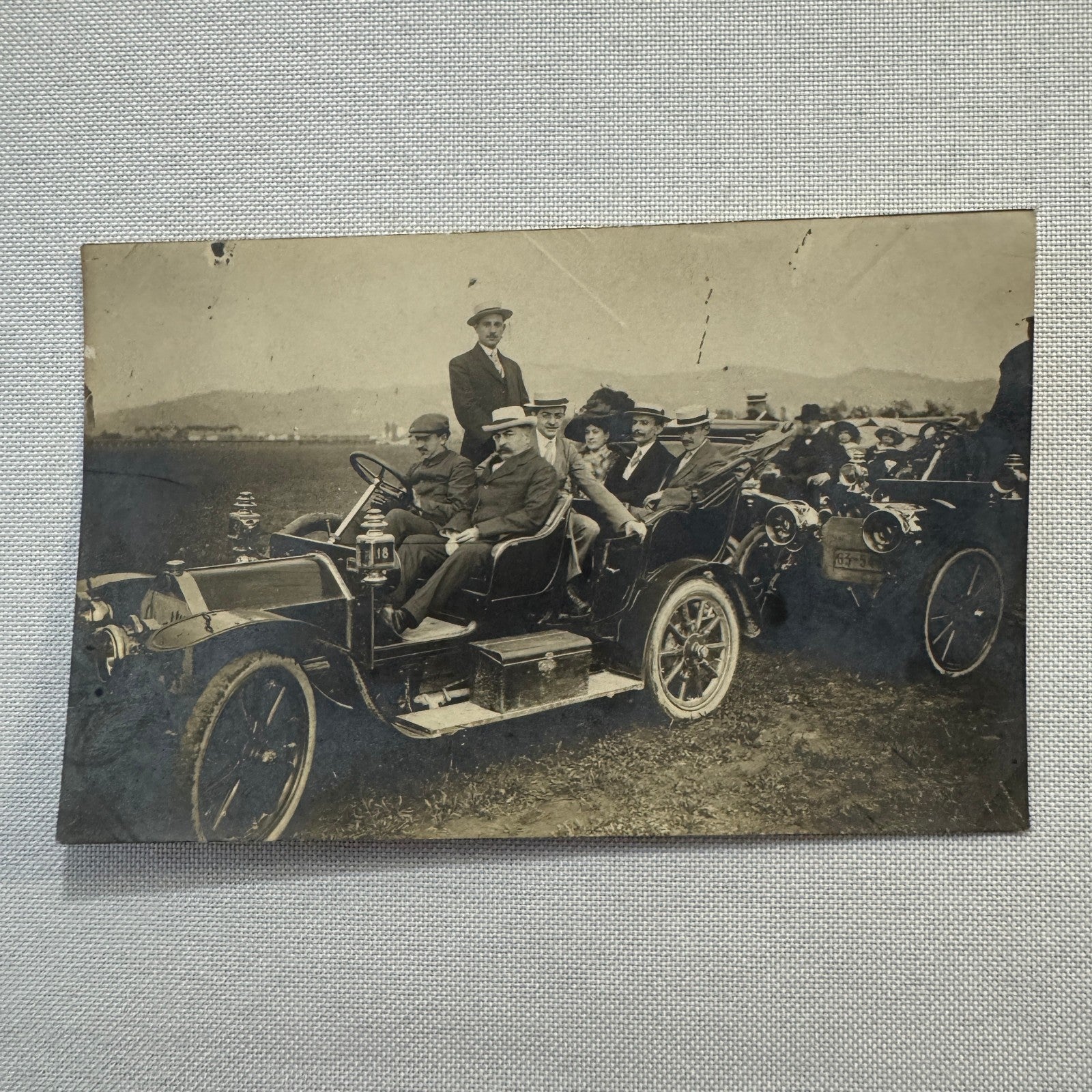 Vintage Photograph Photo People with Early Antique Car Automobile