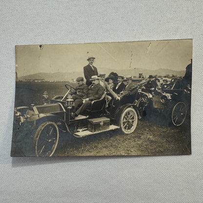 Vintage Photograph Photo People with Early Antique Car Automobile