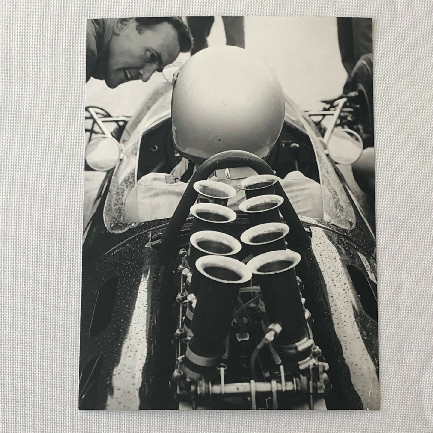 Vintage Jack Brabham Racing Driver with Car Engine Photo Photograph 