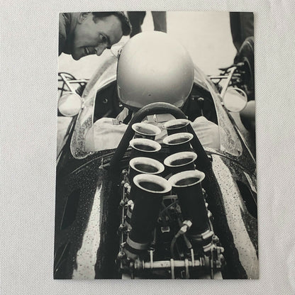Vintage Jack Brabham Racing Driver with Car Engine Photo Photograph 