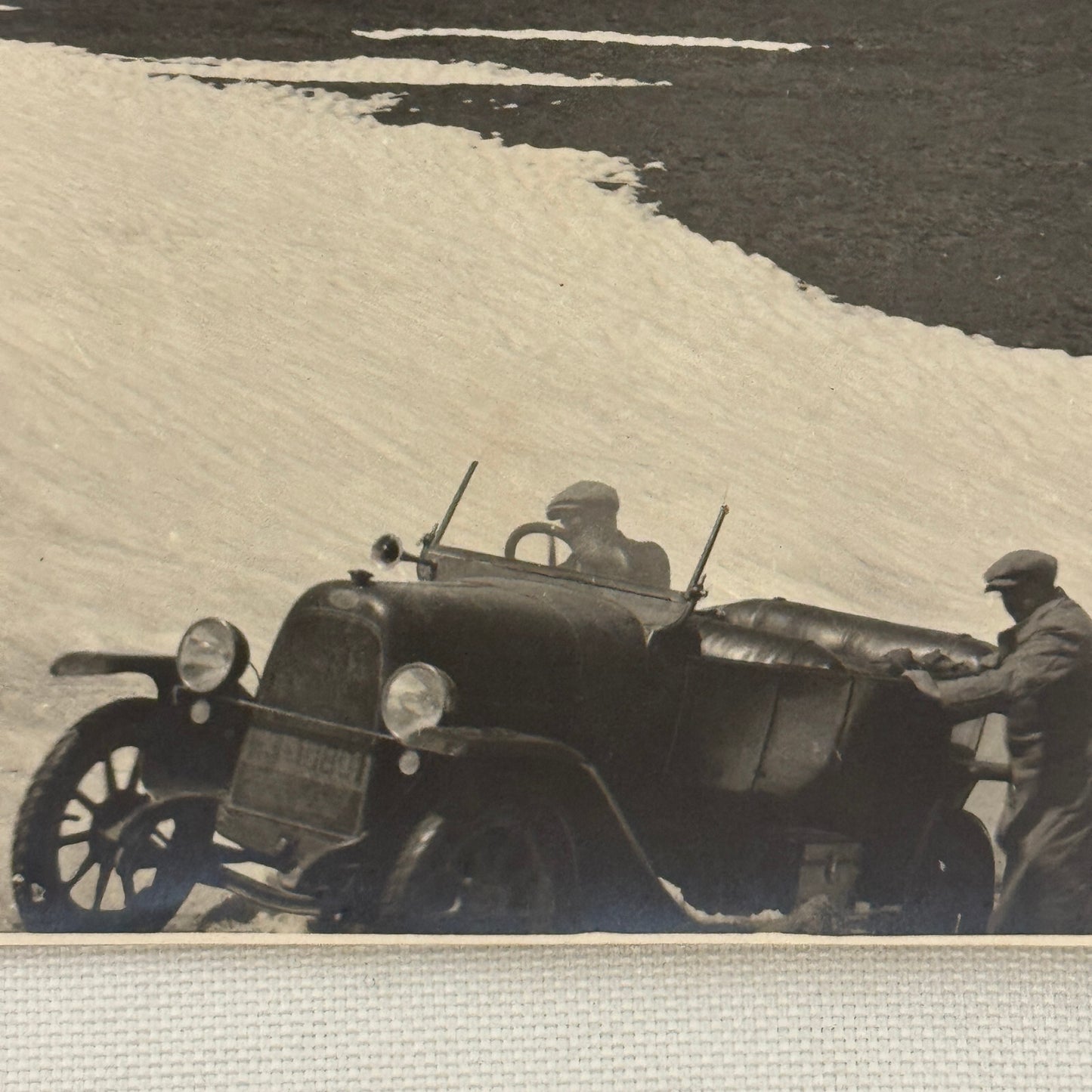 Antique Car Automobile Mountain Snow Italian Real Photo Postcard RPPC Photograph