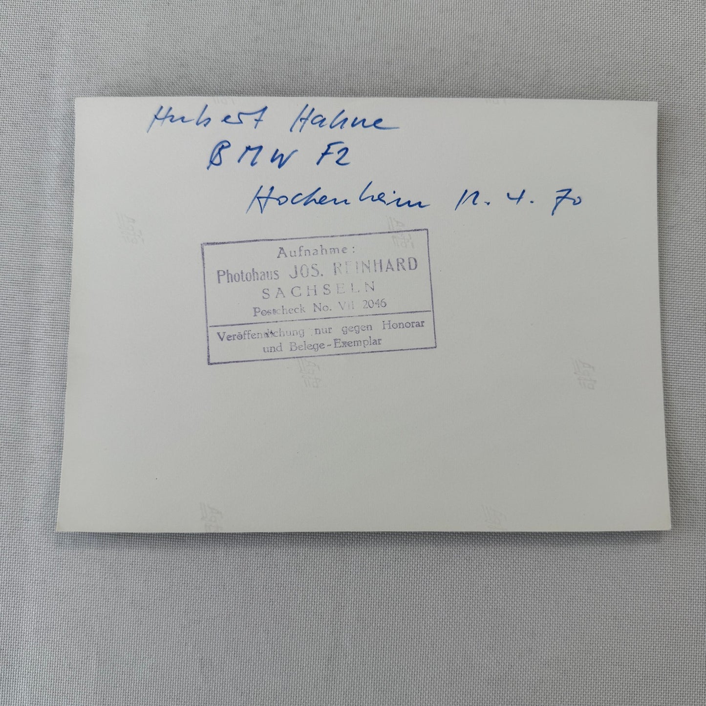 Hubert Hahne BMW F2 Formula 2 Hockenheim Racing Photo Photograph