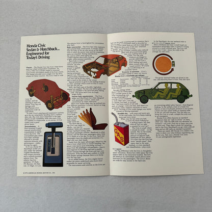Honda Civic Sedan and Hatchback Sales Brochure Catalog 1976 1977