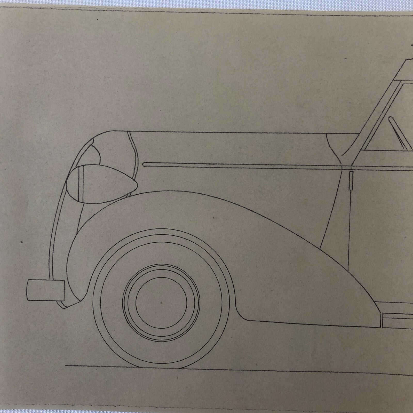 1936 Coachbuilder Car Design Blueprint Rendering Blue Print Coupe Body Style 
