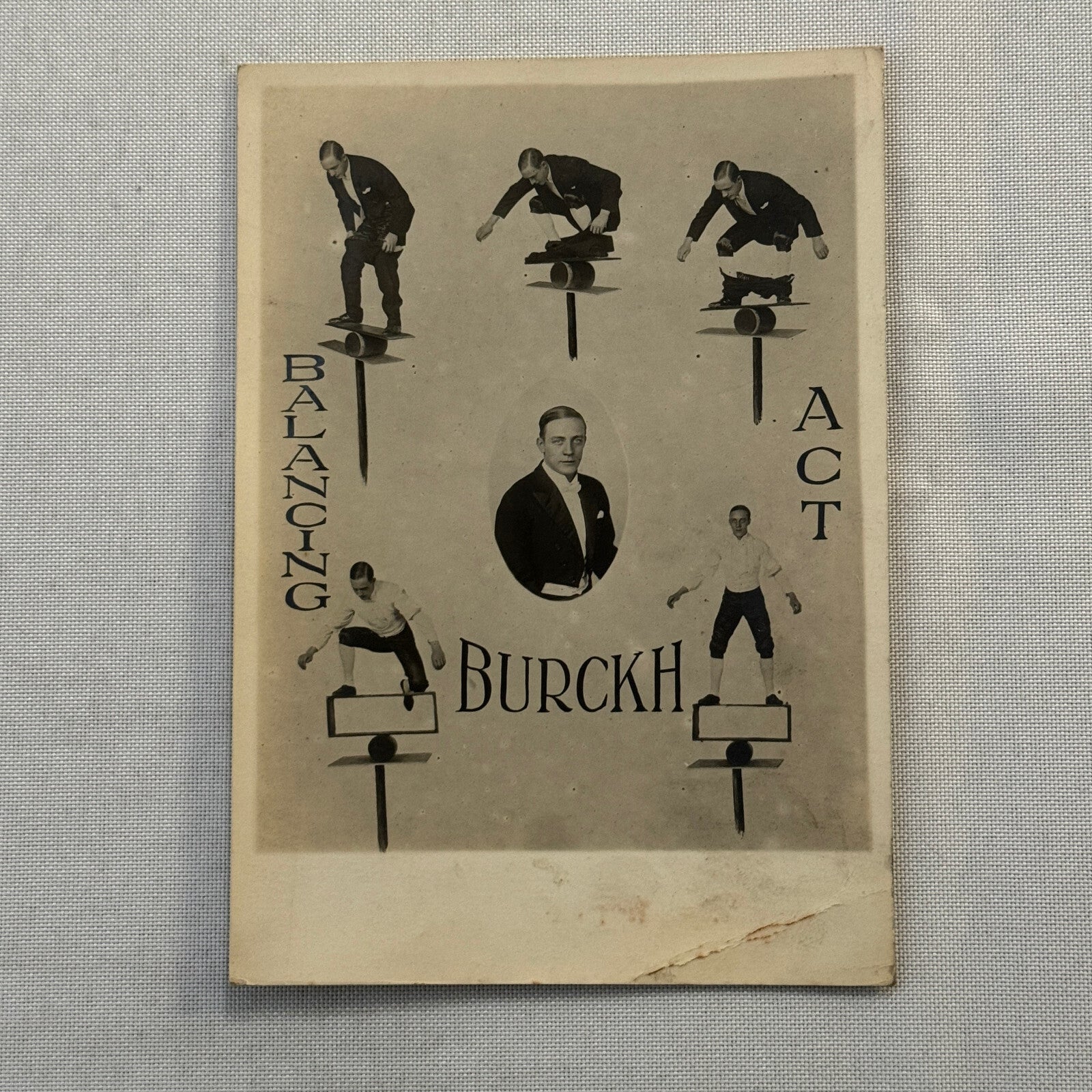 Vintage Circus Balancing Act Acrobat Postcard Post Card Burckh European