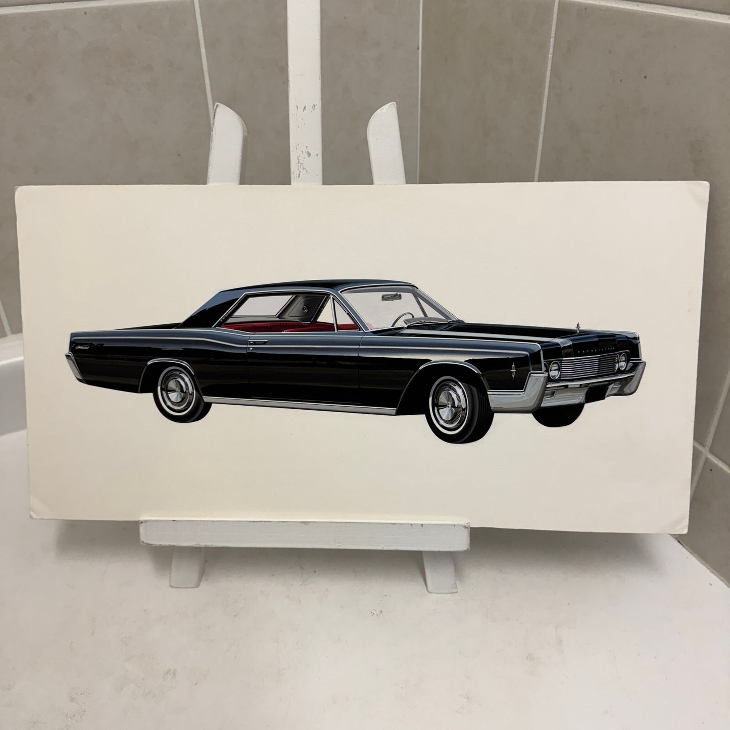 Vintage Lincoln Continental Car Automobile Illustration Art Drawing Hand Drawn