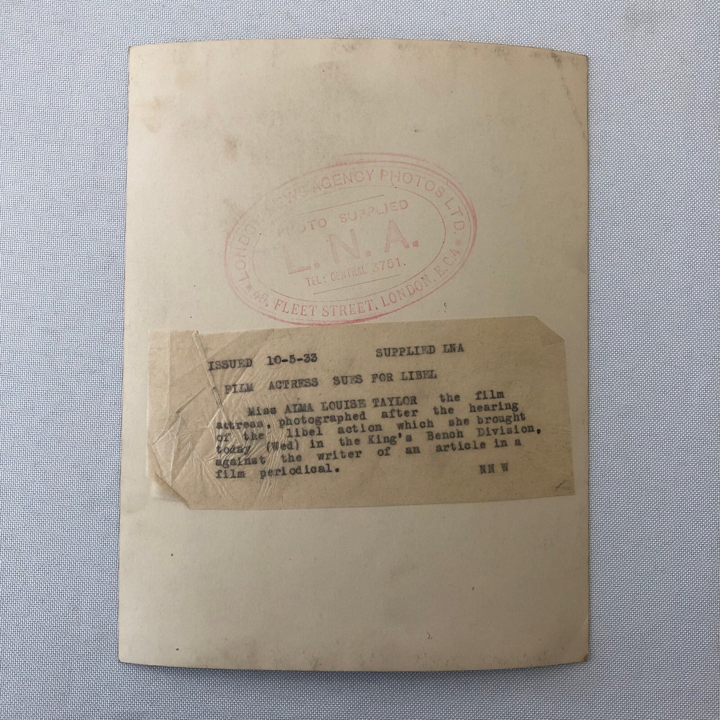 Press Photo Photograph Film Actress Sues for Libel Alma Louise Taylor 1933