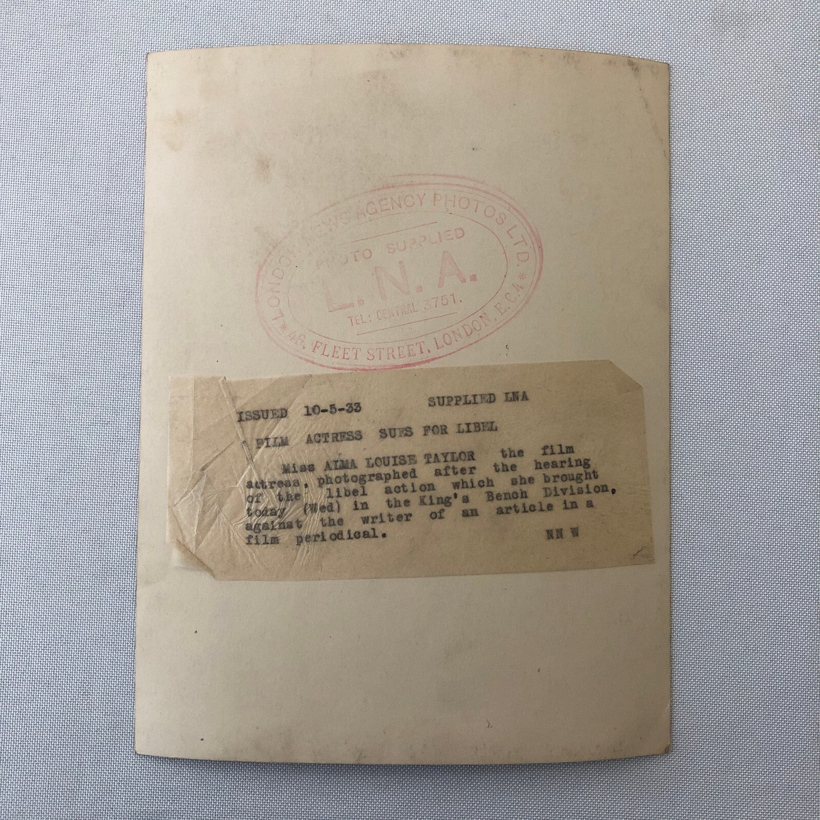 Press Photo Photograph Film Actress Sues for Libel Alma Louise Taylor 1933