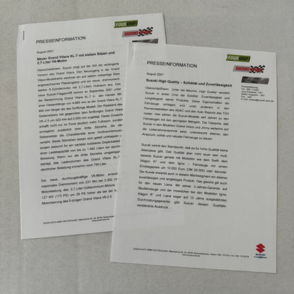 Suzuki Press Kit Vitara Ignis Rallye Racing Wagon R Liana Photos Brochure 2001