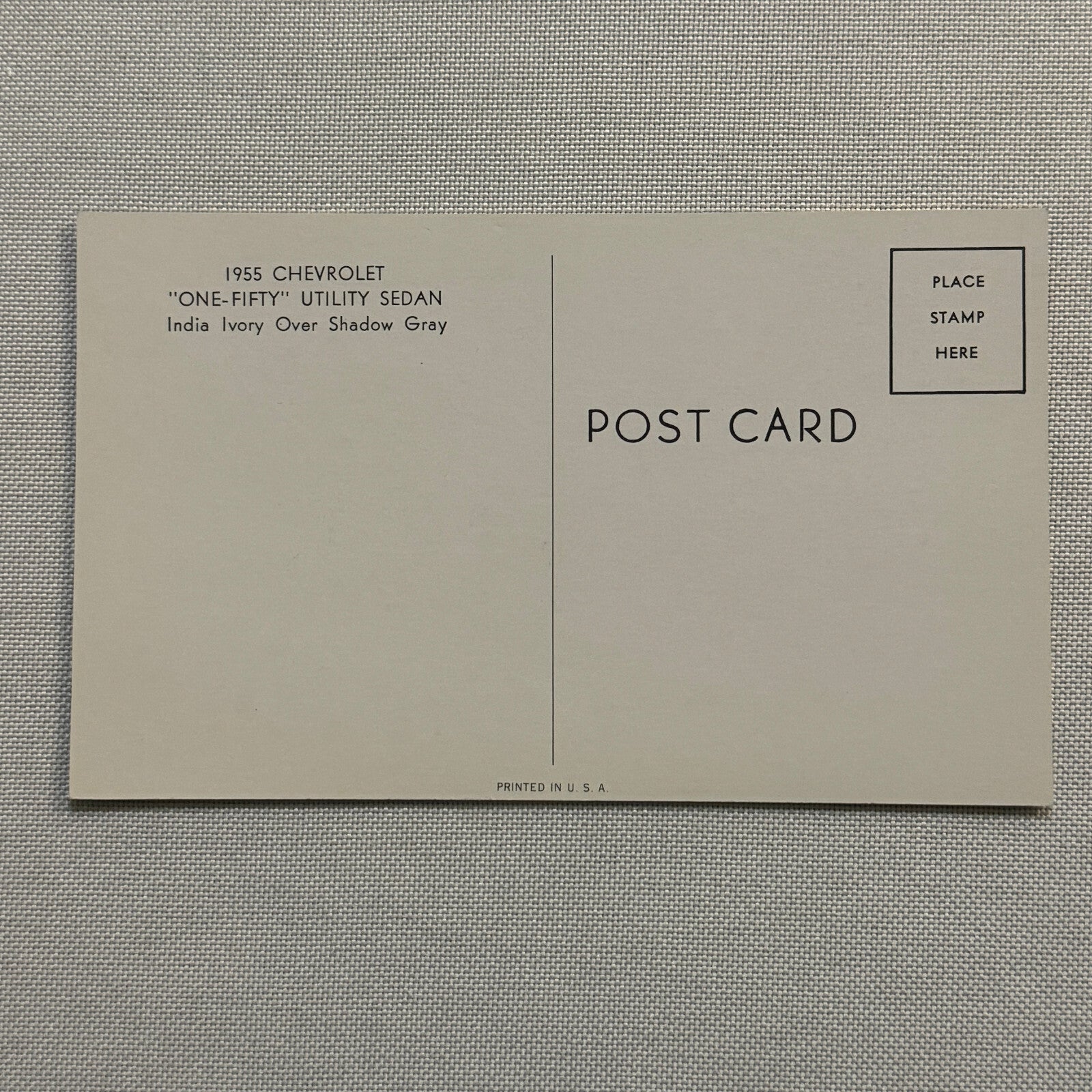 1955 Chevrolet One Fifty Utility Sedan Advertising Postcard Vintage