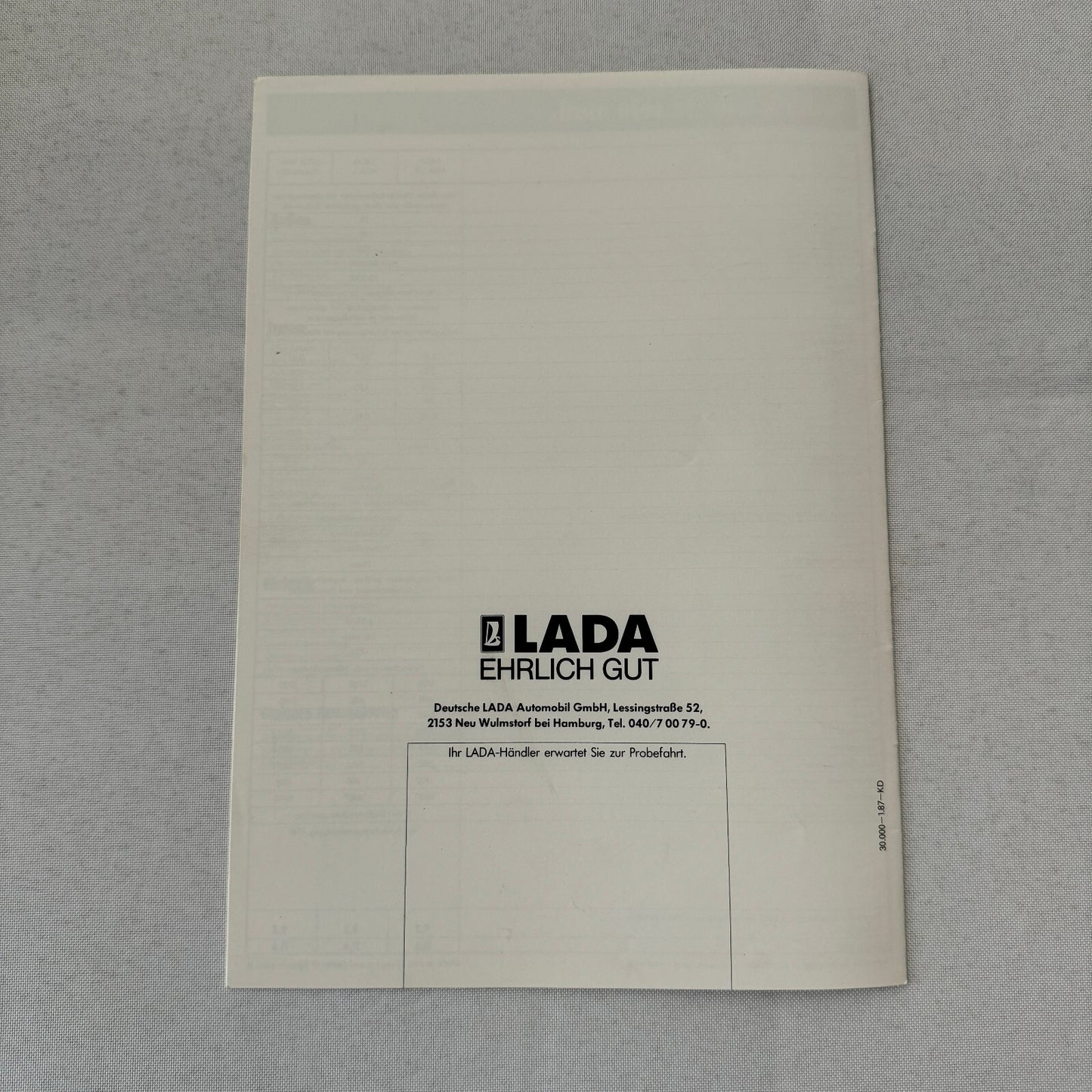 Lada Niva Car Sales Brochure Catalog Niva Cabriolet UT Cabrio Niva L GERMAN