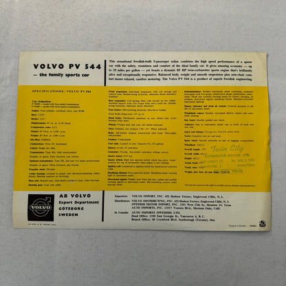 Volvo PV 544 Car Sales Brochure Catalog Vintage Advertising Volvo PV544