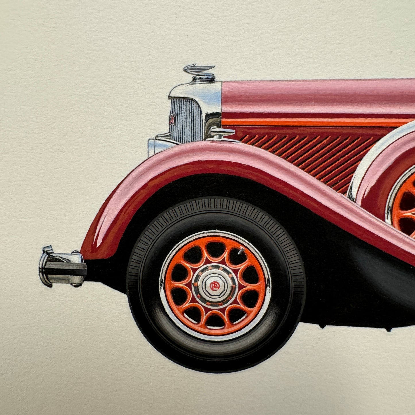 1933 Panhard 6 DS Coupe Car Illustration Art Drawing Hand Drawn