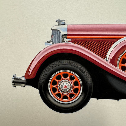 1933 Panhard 6 DS Coupe Car Illustration Art Drawing Hand Drawn