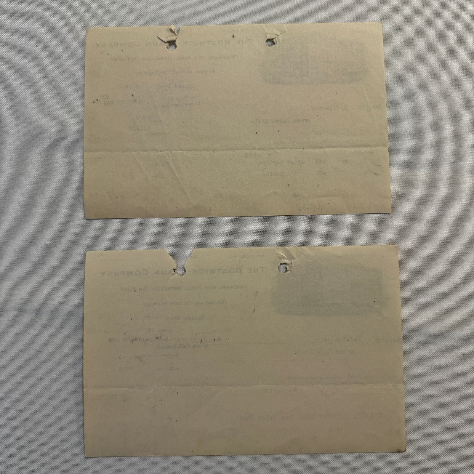 Bostwick Braun Company Document 1908 Antique Invoice Receipt Ephemera Toledo OH