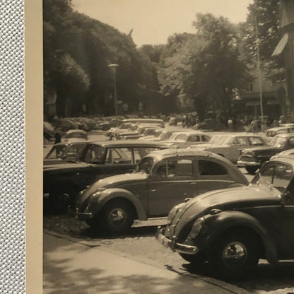 Vintage Photo Photograph Snapshot Woman with VW Volkswagen Beetle Bug Mercedes