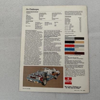 1979 Dodge Challenger Car Sales Brochure Catalog Advertising