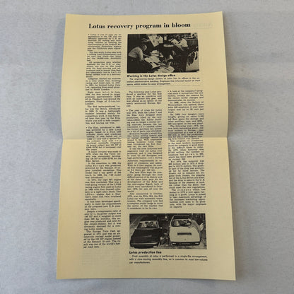 1976 Lotus Car Press Kit Brochure Photo Photograph Lotus Elite Lotus Esprit +