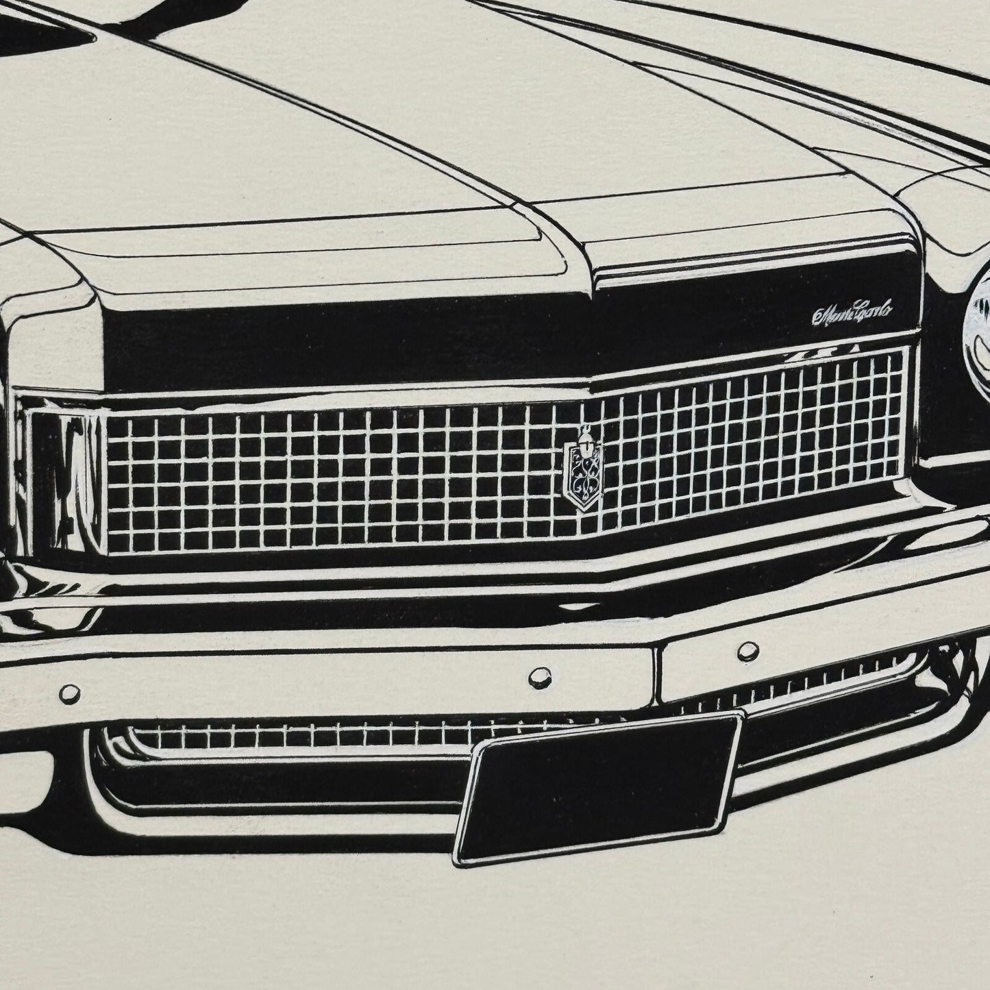 Chevrolet Monte Carlo Car Automobile Illustration Art Drawing Hand Drawn Vintage