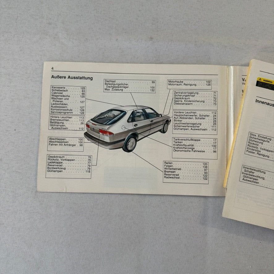 1995 Saab 900 Car Owners Manual Pouch GERMAN Text