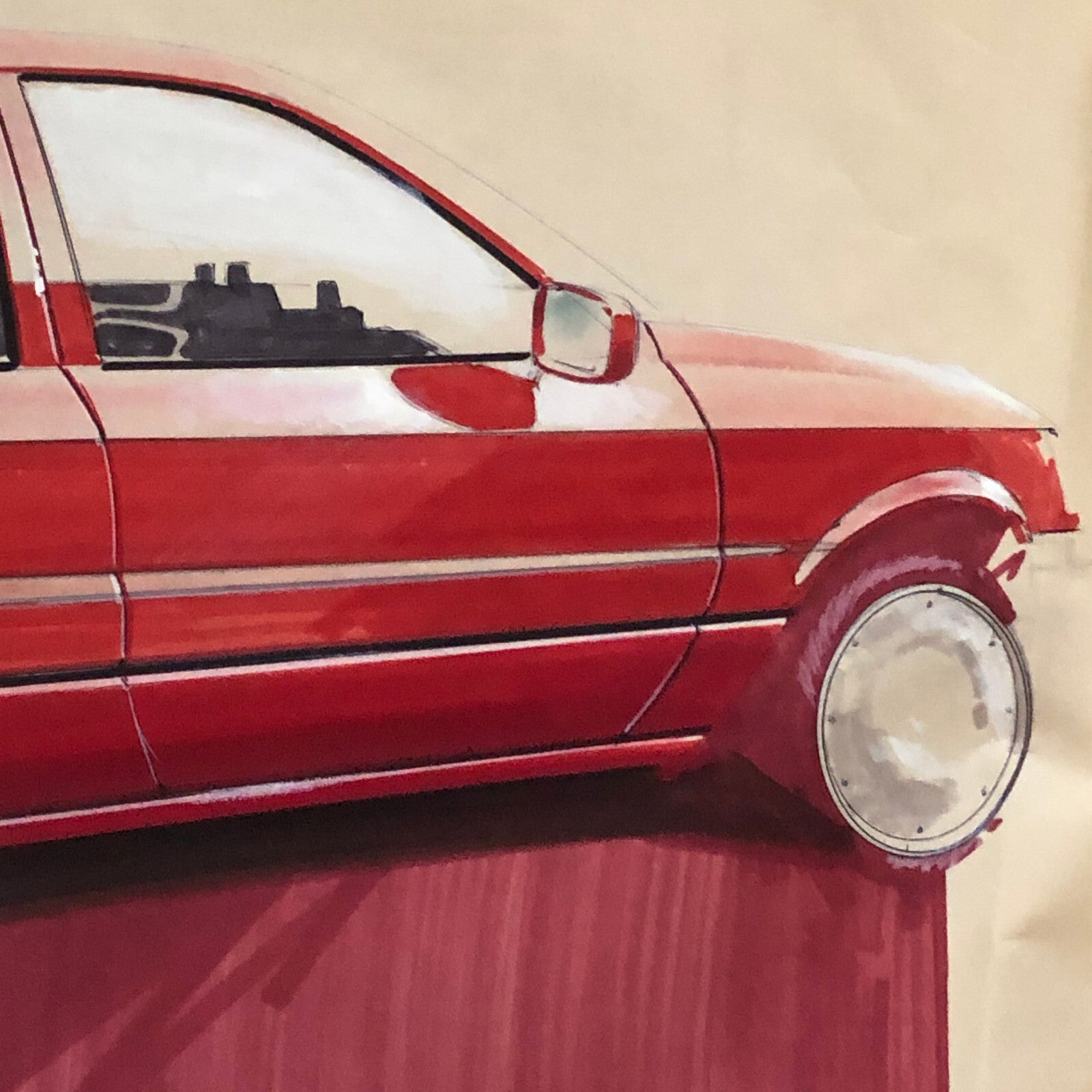 Styling Concept Automobile Illustration Art Drawing Sketch 1984 Luc LANDUYT Ford