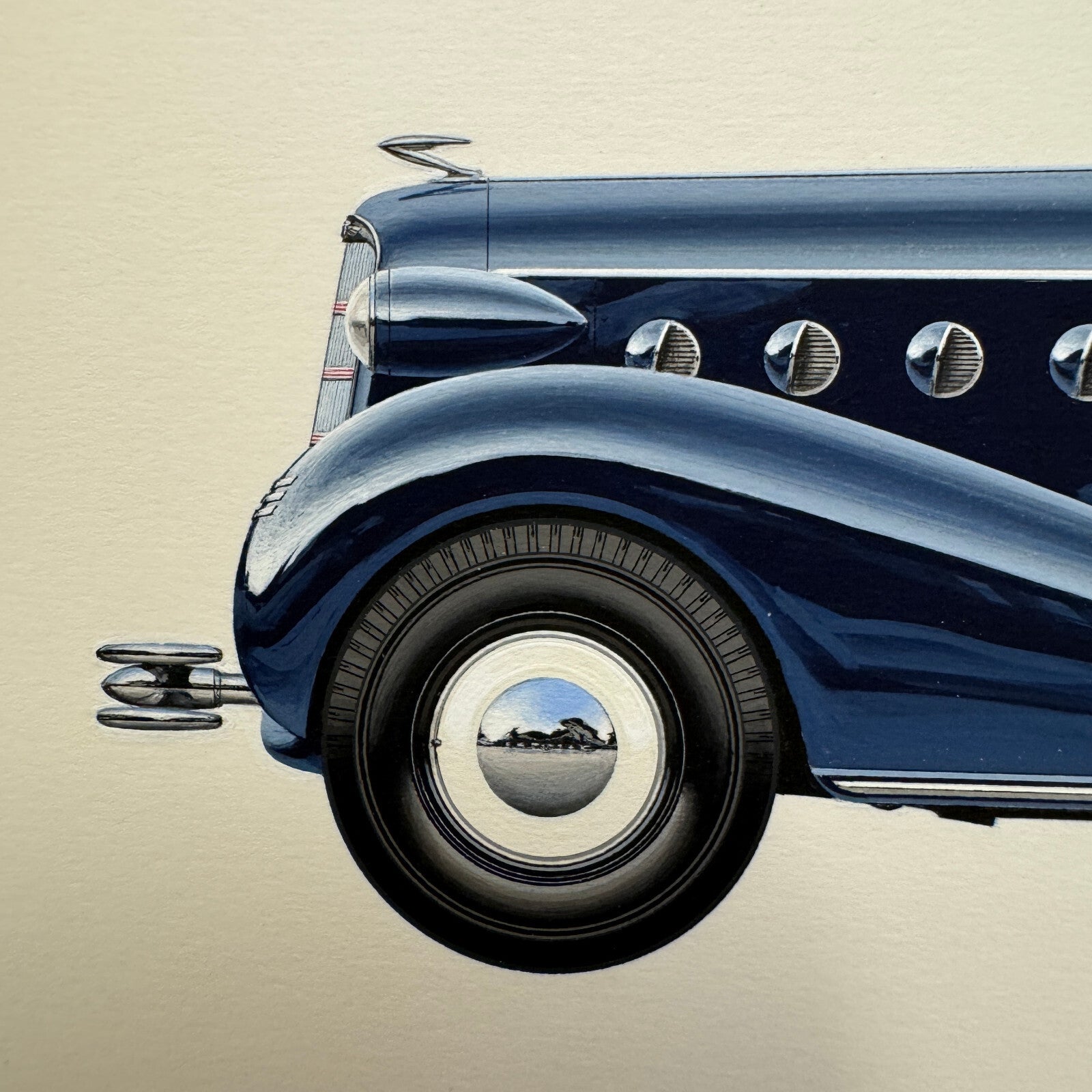 1934 LaSalle Series 34-50 Convertible Coupe Automobile Illustration Art Drawing