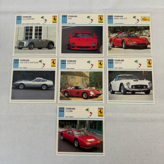 Ferrari Card Lot Ferrari 250 GTO Dino 246 GT F40 512 BB 212 Export 250 GT 365