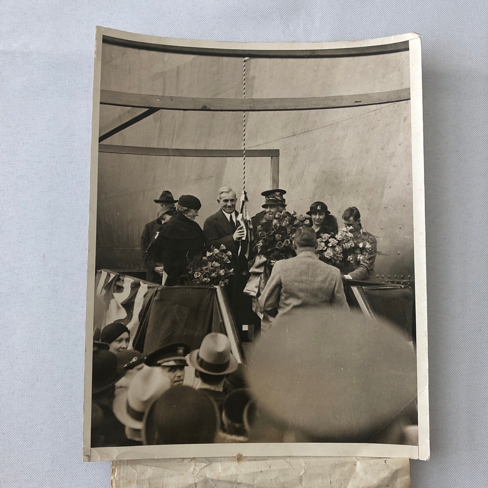 Press Photo Photograph First Lady Lou Henry Hoover Christens Aircraft Carrier