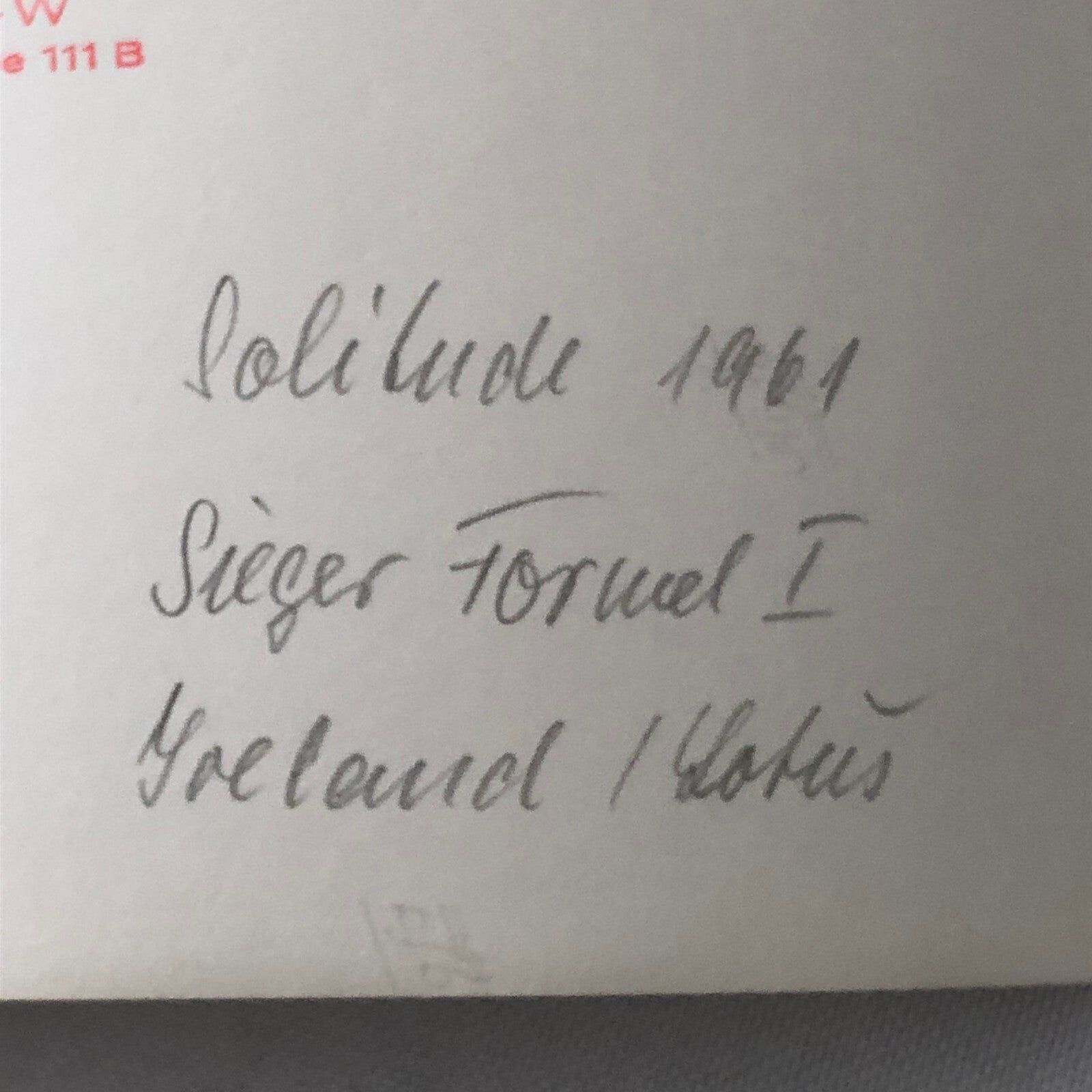 Vintage Solitude Grand Prix Racing Photo Photograph 1961 Innes Ireland Lotus