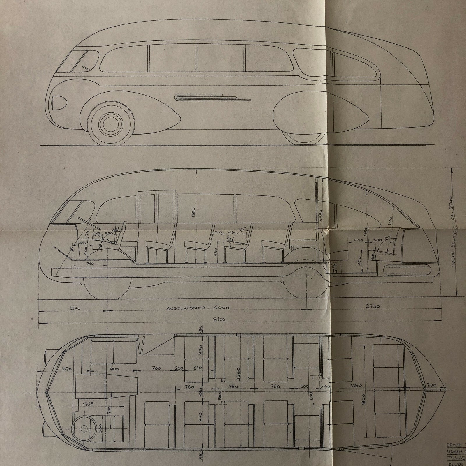1936 Coachbuilder Bus Design Blueprint Rendering Blue Print Coach Bus Truck