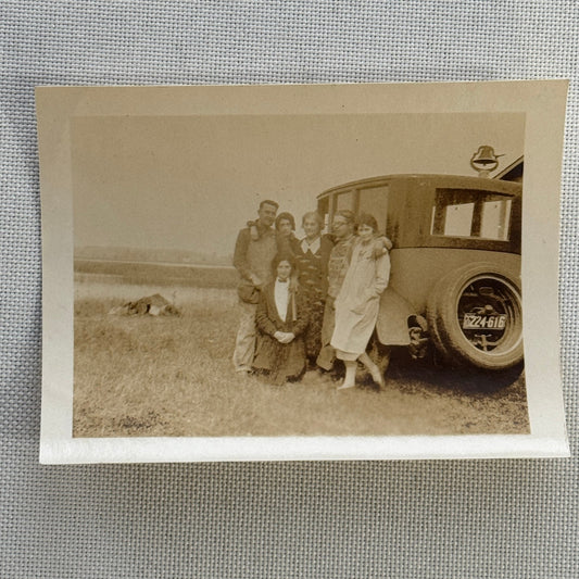 Vintage Photograph Photo Print People with Car Automobile