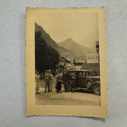 Vintage Photograph Photo Print People with Car Automobile European
