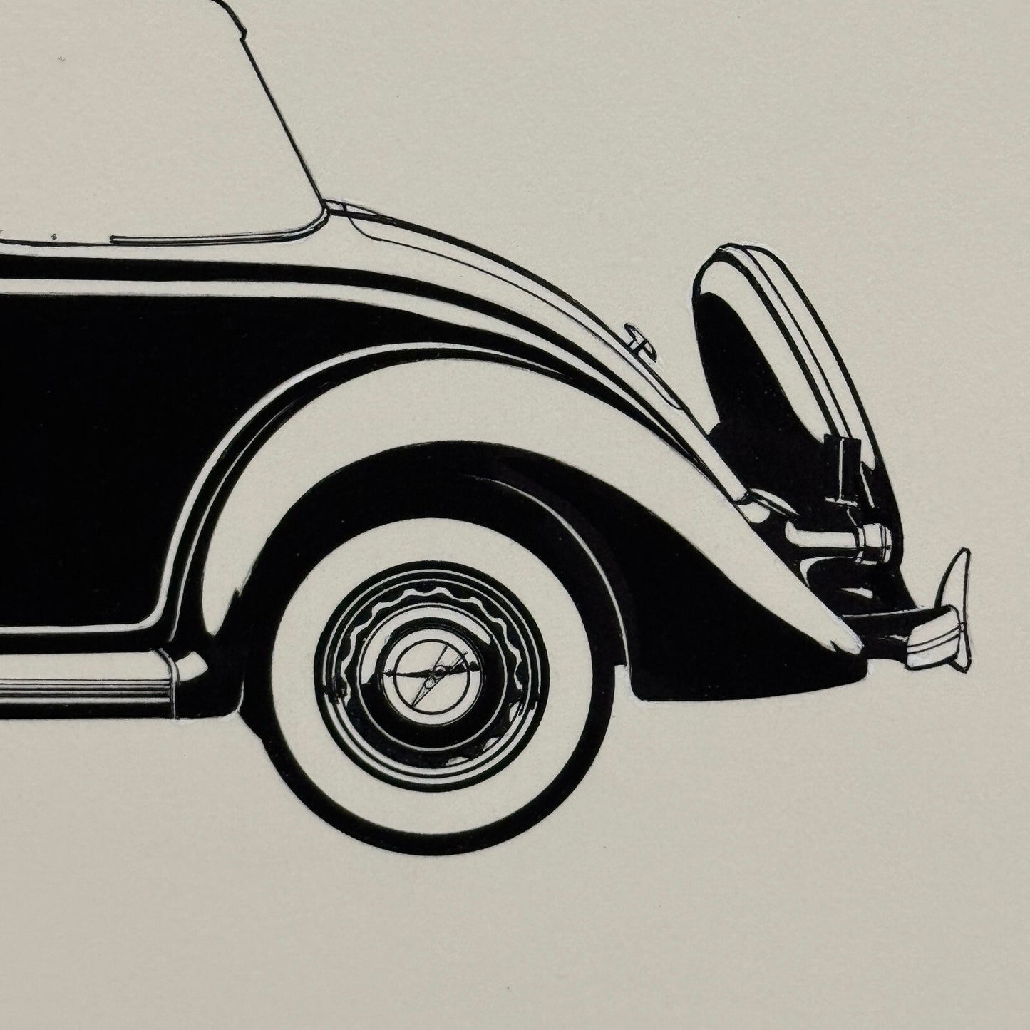 1936 Ford Club Cabriolet Automobile Illustration Art Drawing Hand Drawn