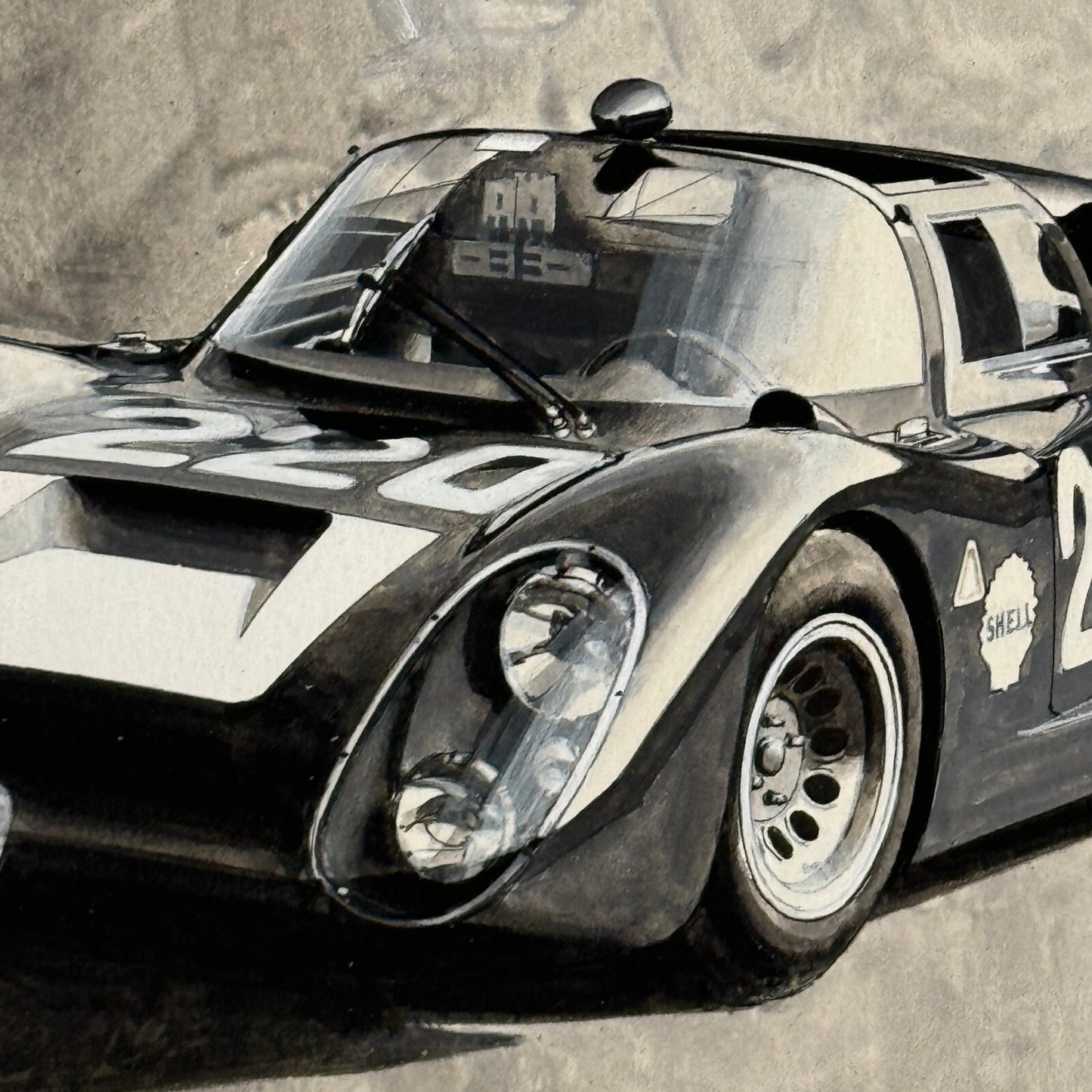 Alfa Romeo Racing Car Vintage Car Illustration Art Drawing Hand Drawn