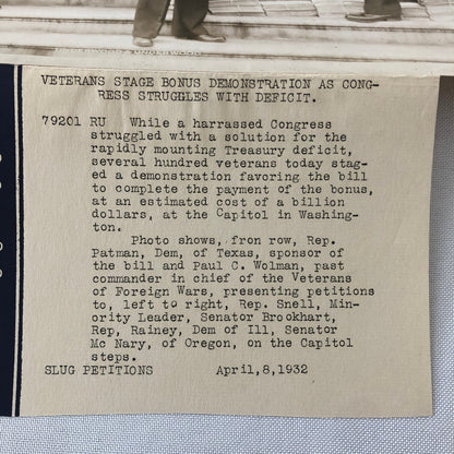Press Photo Photograph Veterans Demonstration on Congress For Bonus Pay 1932