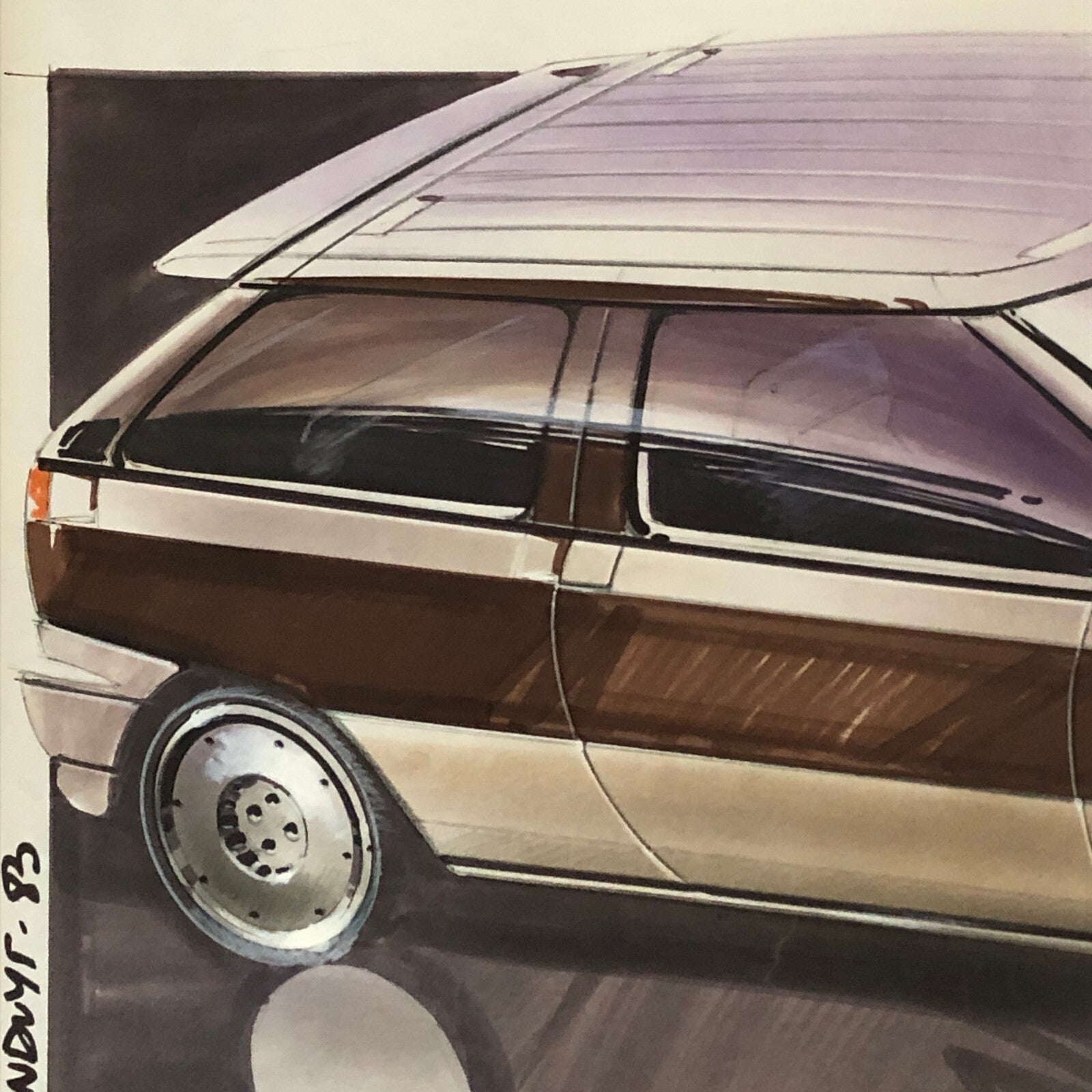 Styling Concept Automobile Illustration Art Drawing Sketch 1983 Luc LANDUYT Ford