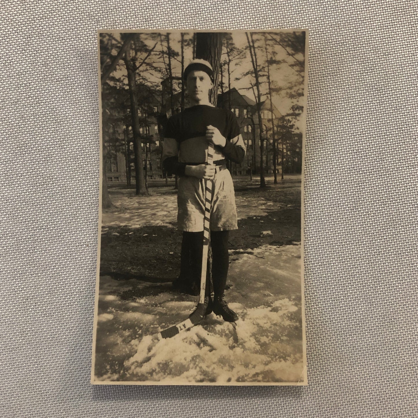 Vintage Hockey Player Snapshot Photo Photograph