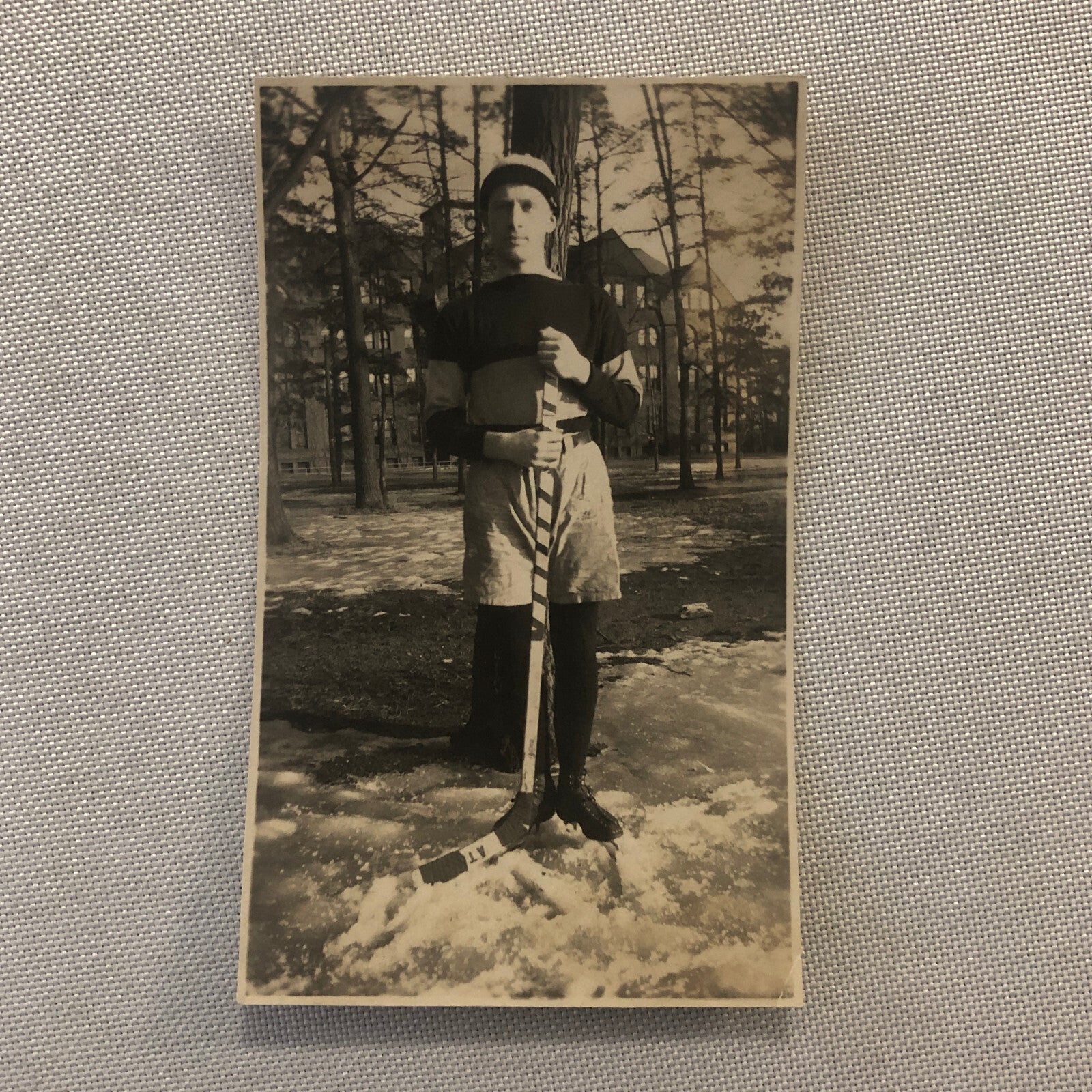 Vintage Hockey Player Snapshot Photo Photograph
