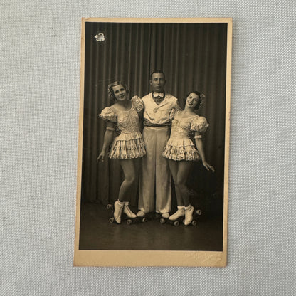 Vintage Circus Rollerskating Roller Skate Act Real Photo Postcard Post Card RPPC
