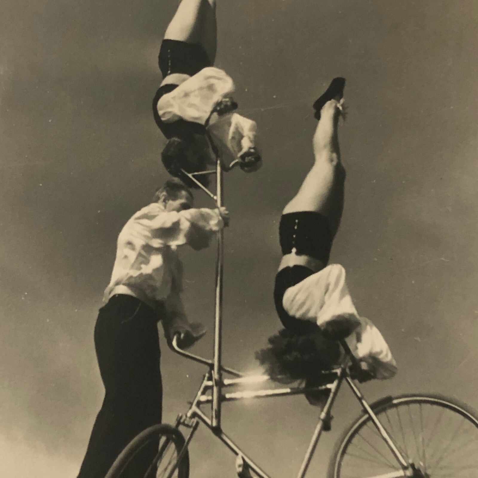 Circus Performer Bicycle Balancing Act Photo Photograph Vintage